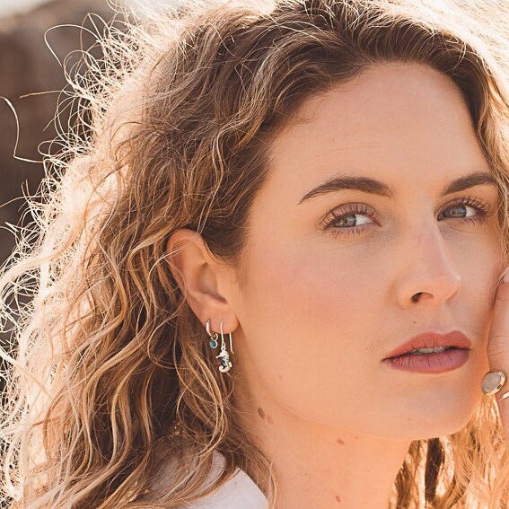 Reeves & Reeves Stone Charm Hoop Earrings