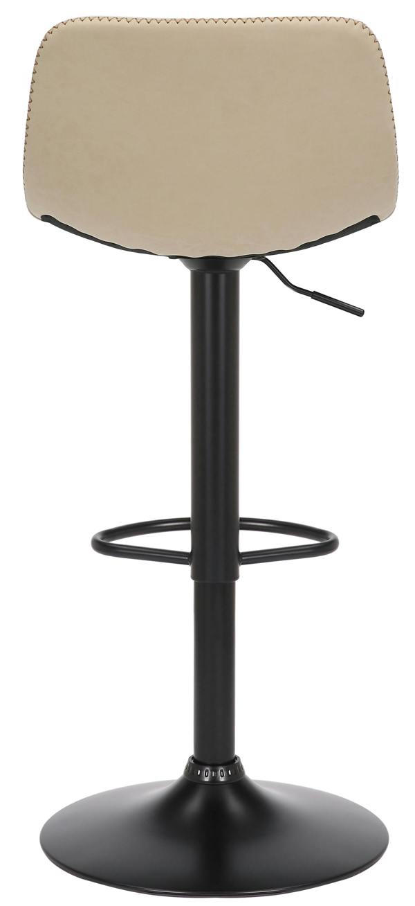 Lamboro Antico Faux Leather Kitchen Bar Stool, Matt Black Stem & Base, Adjustable Gas Lift With Backrest, Breakfast Bar Stool - Cream