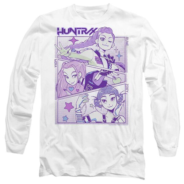 K-Pop Demon Hunters Unisex Adult Huntr/X Anime Long-Sleeved T-Shirt - White