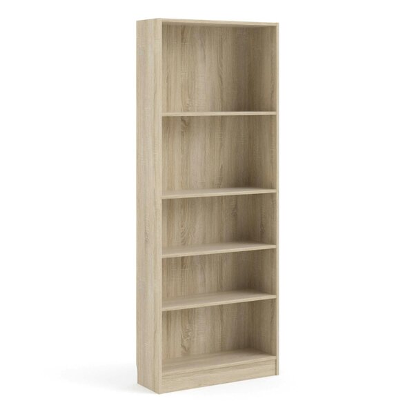 Wyld Haus Amberfern Natural Oak Wood Tall Wide Bookcase 4 Shelves