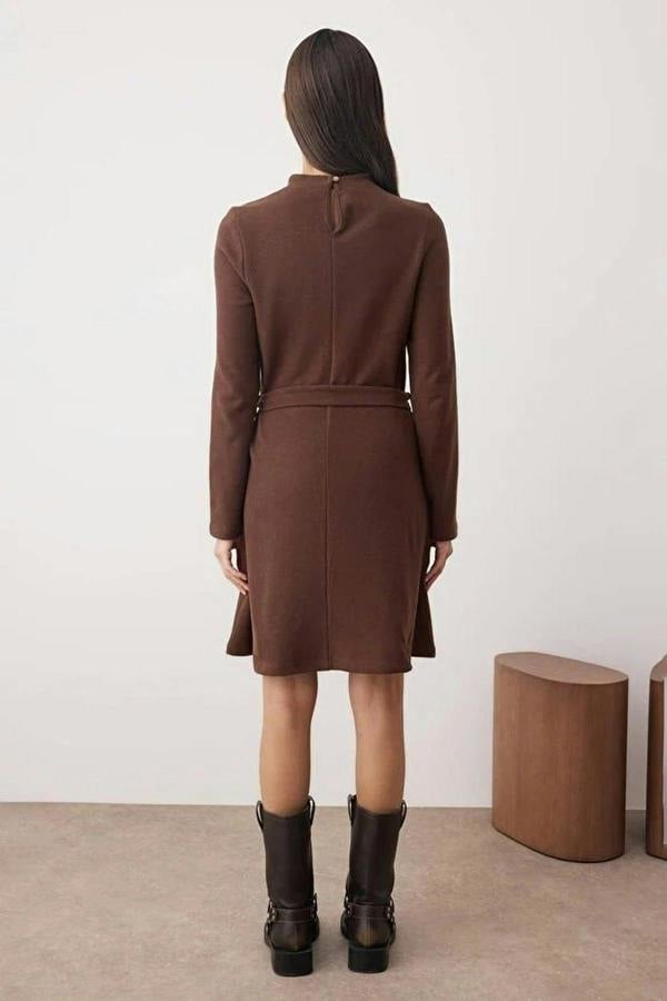 WOVCOR Skater Belt Detail Mini Knitted Dress