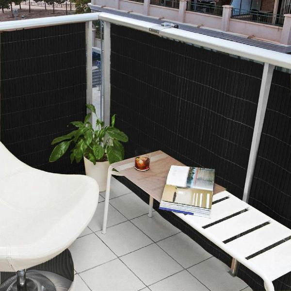 Artificial PVC Bamboo Screening Fence 4m - Black - Evergreenery