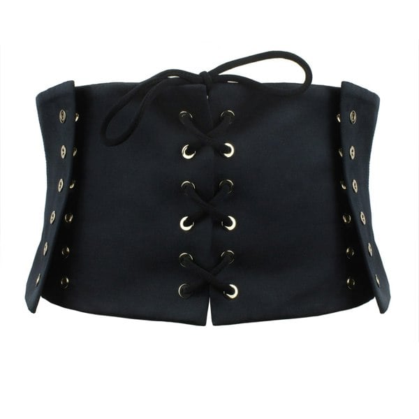 Ellery black twill satin corset laced belt