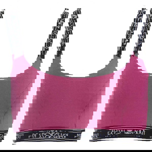 Emporio Armani Iconic Logo Band Stretch Cotton Bralette, Purple with Black