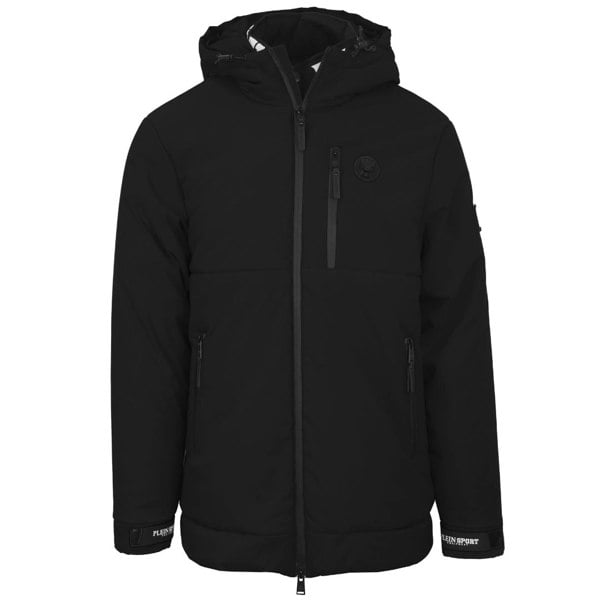 Plein Sport Padded Small Circular Logo Branded Jacket - Black