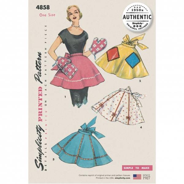 Simplicity Sewing Pattern 4858, Aprons, Vintage Style for Women, OS (One Size) - Easy