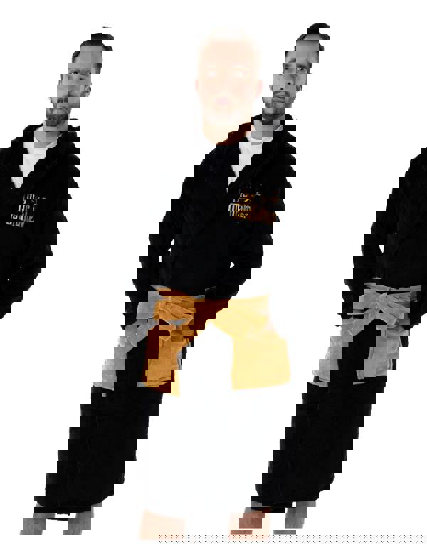 The Godfather Mens Black Hooded Bathrobe