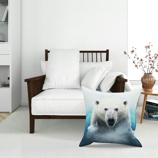 Warren Reed Polar Bear Splashart Floor Cushion