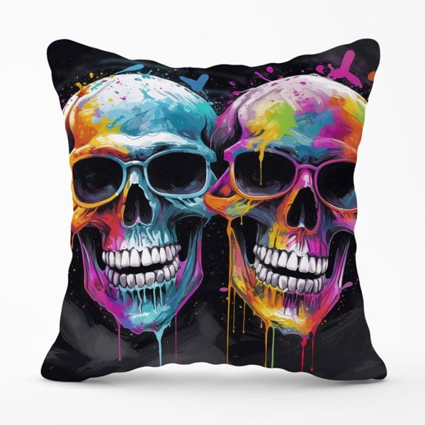 Warren Reed Splashart Happy Skeletons In Glasses Cushions