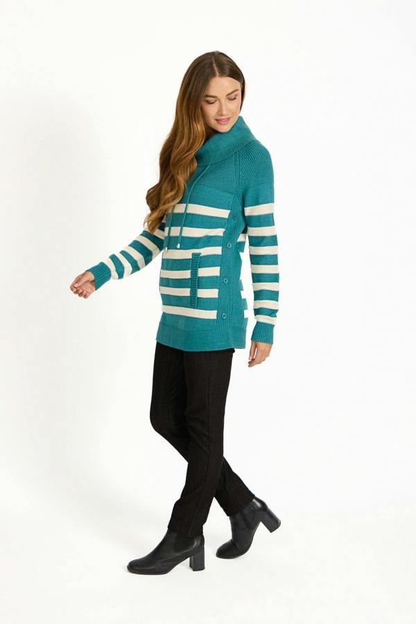 Mudflower Stripe Knit Cowl Neck Jumper