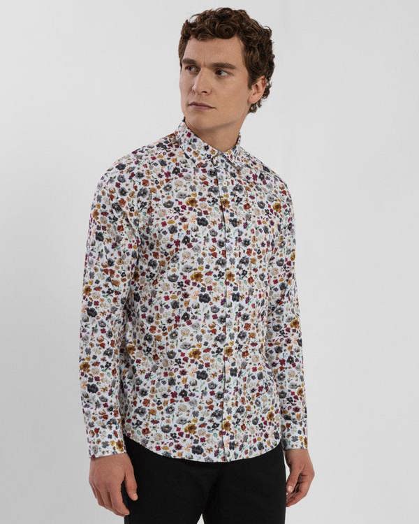 Steel & Jelly Limited Edition White Multi Floral Slim Fit Shirt