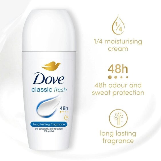 Dove Classic Fresh Roll On Anti-Perspirant Long Lasting Fragrance 48H, 30x50ml