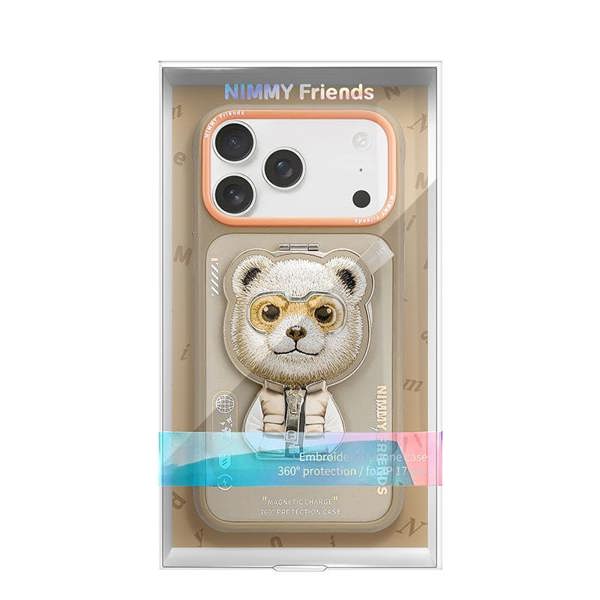 Nimmy Friends Nimmy Cool & Cute 2.0 Bear Case with MagSafe Stand for iPhone 17 Pro 6.3" Brown Orange - N-YJKM-CXZJZH-IP17-PRO-011-B