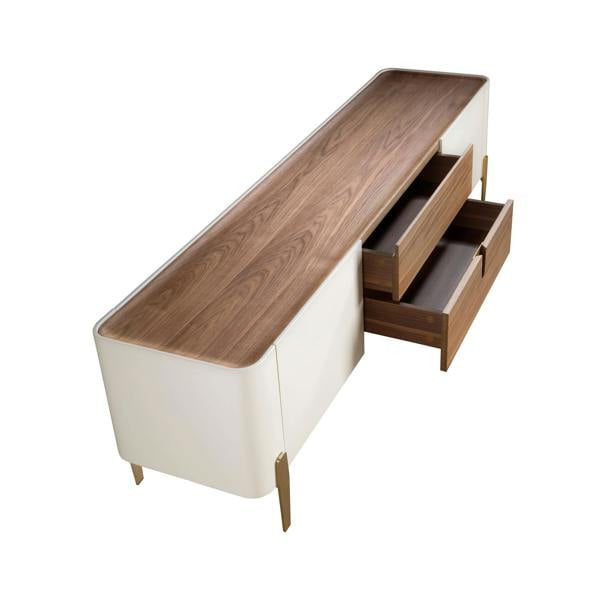 Angel Cerdá TV stand beige wood, golden polished steel and walnut top 3275