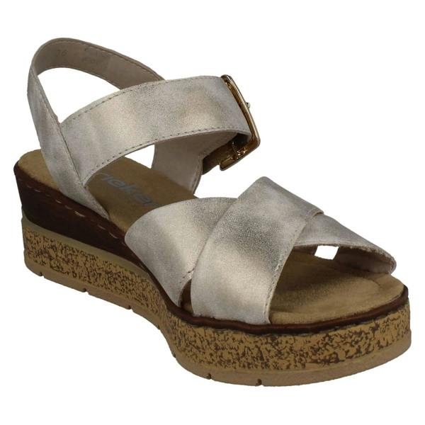Rieker Ladies Rieker Cross Over Wedge Sandals 63795