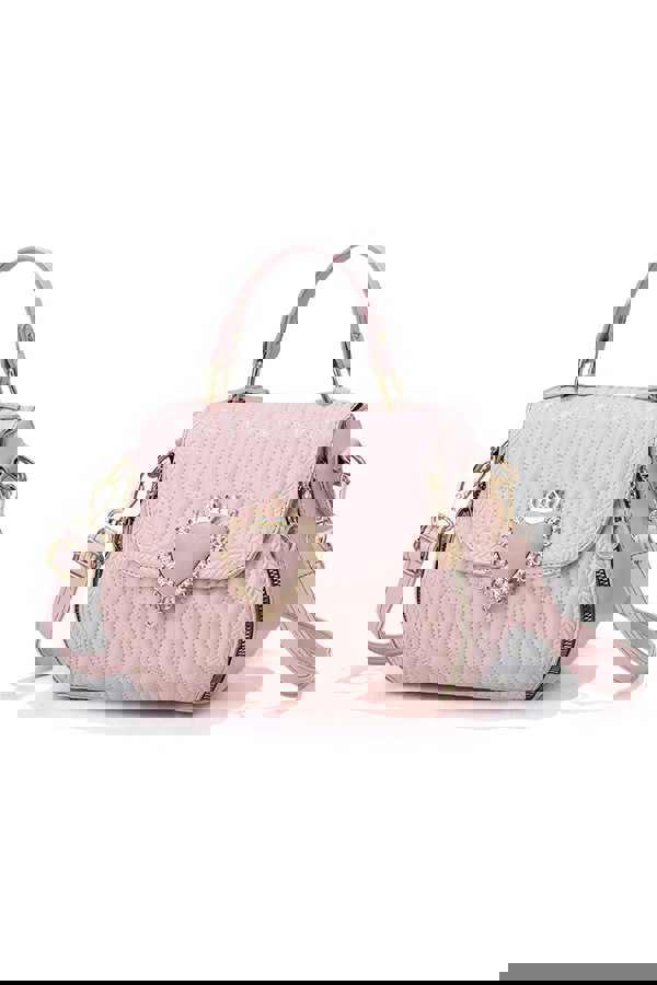 Pluspup Heart Accent Quilted Crossbody Bag with Top Handle