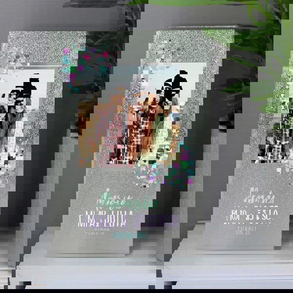 Personalised Memento Company Personalised Festival Style 4x4 Glitter Glass Photo Frame