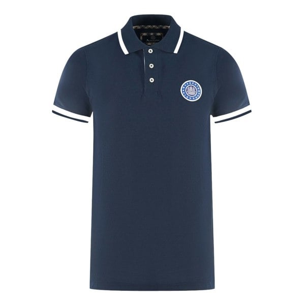 Aquascutum London Embroidered Badge Polo Shirt - Navy Blue