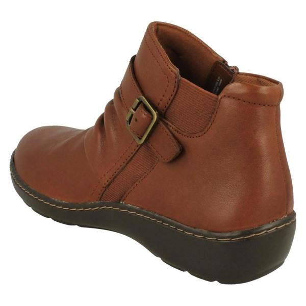 Clarks Ladies Clarks Buckle Detailed Ankle Boots Cora Rouched
