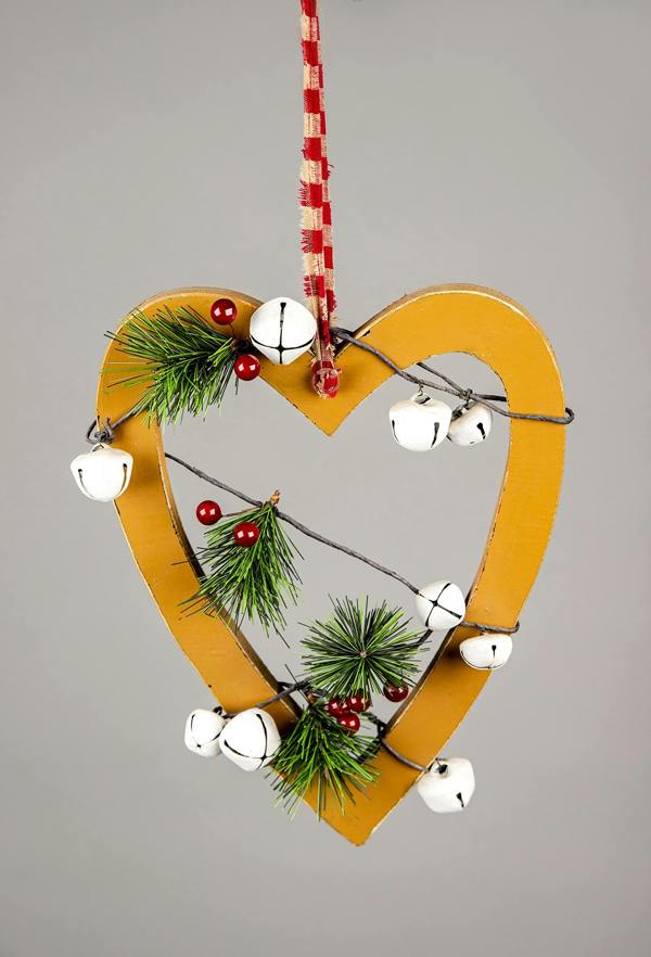 23 x 1.2 x 30 cm Light Brown Wooden Heart Hanging Decoration for Christmas and Seasonal Display image 1