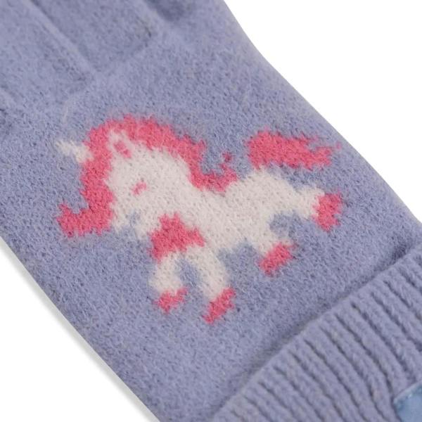 Trespass Danica Knitted Unicorn Winter Gloves - Light Blue - 