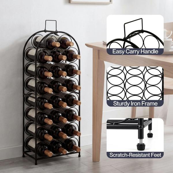 Levede Wine Rack 23 Bottles Freestanding Storage Organiser Stand Home Black