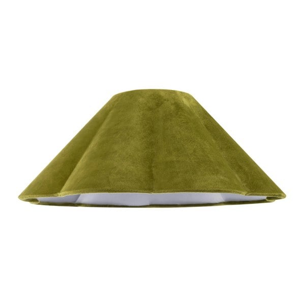 Olive Green Velvet Fabric Empire Lamp Shade with Elegant Scallop Edges Image 1