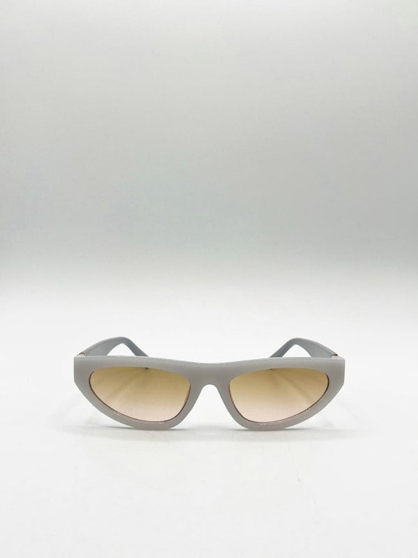 SVNX Retro Oval Sunglasses in Light Grey
