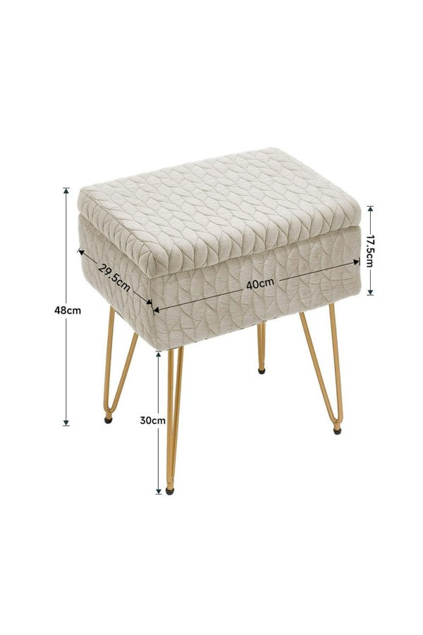Living and Home Rectangle Upholstered Storage Ottoman Vanity Stool