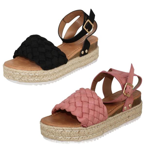Spot On Ladies Spot On Wedge Flatform Sandals F12021