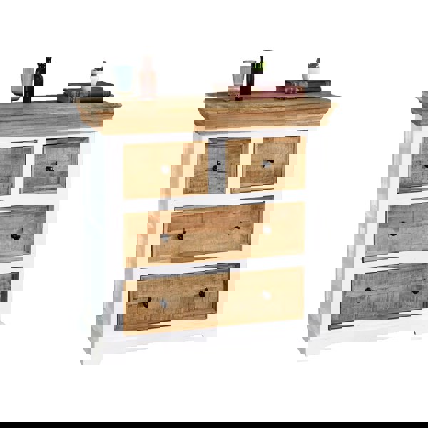 IH Design Milano Solid Mango Wood White Chest Of 4 Drawers