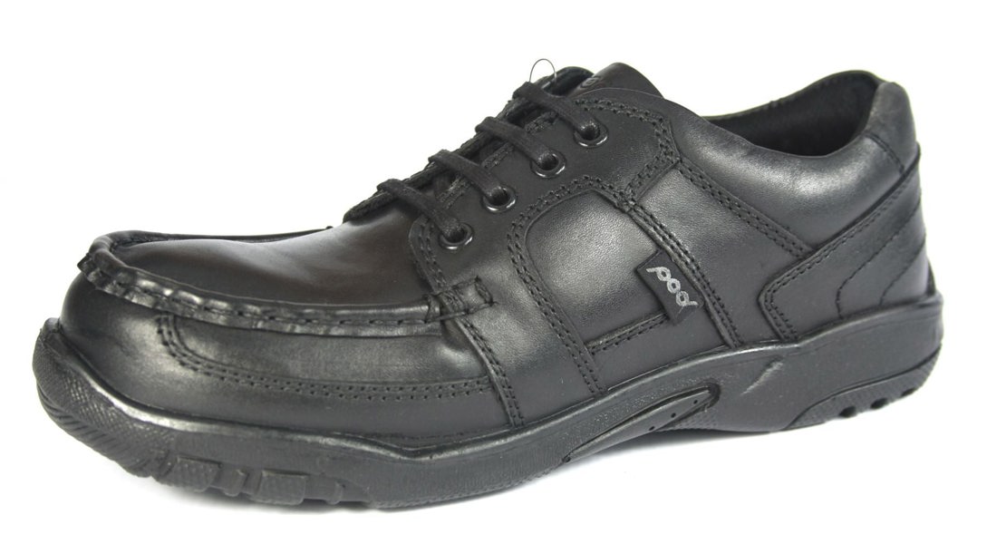 POD Grant Lace Up Black Leather Boys School Formal Casual Shoes