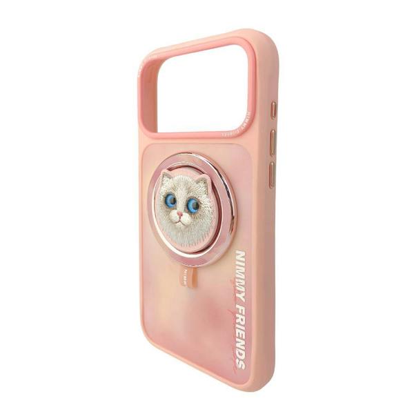 Nimmy Friends Nimmy Big Eye Cute Pet Ragdoll Cat Face Case with Detachable MagSafe Grip for iPhone 17 Pro Max 6.9" Pink