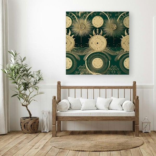 Warren Reed Green Moon and Sun Abstract Pattern Canvas