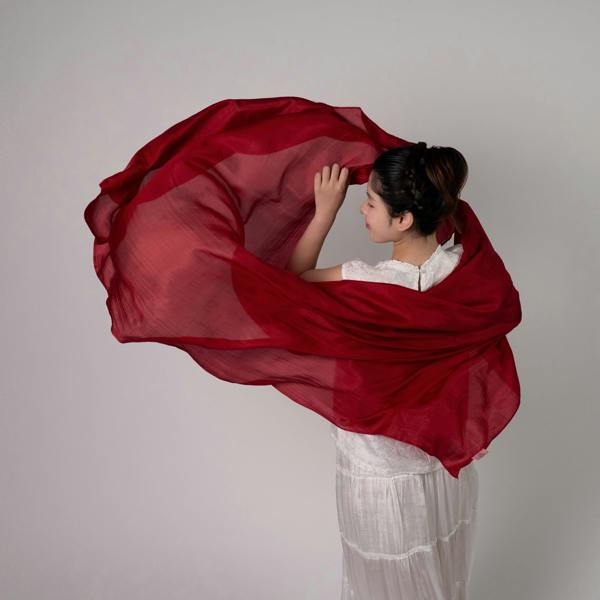 Deep Red Silk Scarf – Hand-Dyed Mulberry Silk, Evening & Occasion Wrap