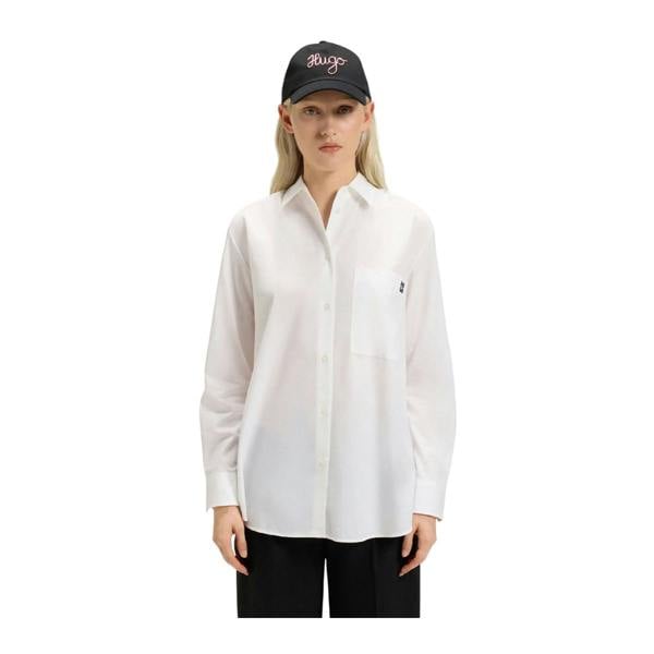 Hugo Womens/Ladies Oversized Blouse - White - 