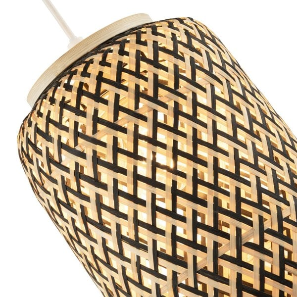 Handmade Natural Brown and Black Two Tone Rattan Pendant Light Shade Image 3