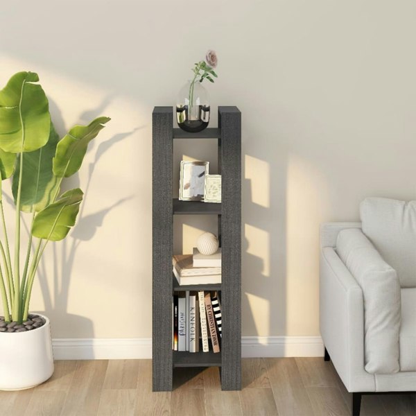 Berkfield Book Cabinet/Room Divider Grey 41x35x125 cm Solid Wood Pine