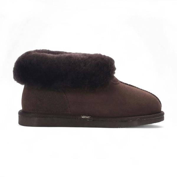Infinity Leather Women's Sheepskin Suede Ankle Brown Slip-On Bootie Winter - Glacier