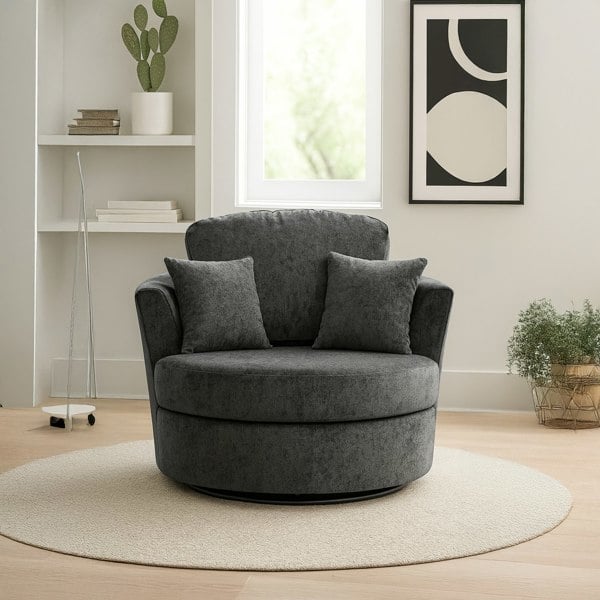 Furnishings For Less Monaco Chenille Fabric Swivel Chair