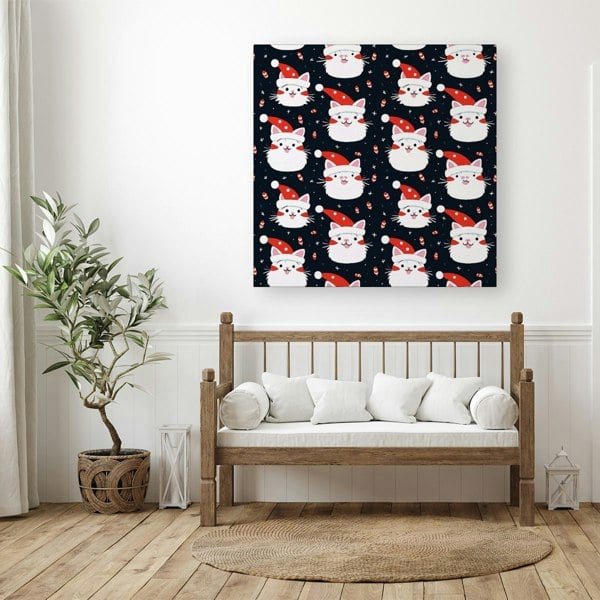 Warren Reed Cute Cats Wearing Santa Claus Hats Canvas