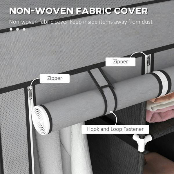Dark grey fabric cover roll with zipper closure and hook-and-loop fasteners