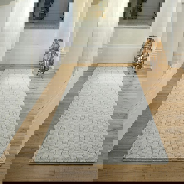 My Mat Sculptured Washable Basket Weave Ivory