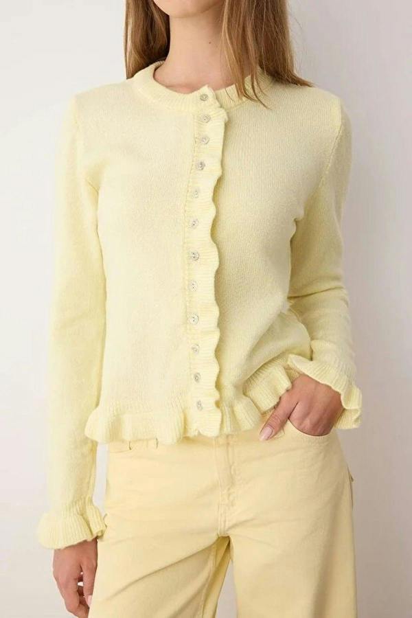 WOVCOR Soft Textured Knit Cardigan with Button Details