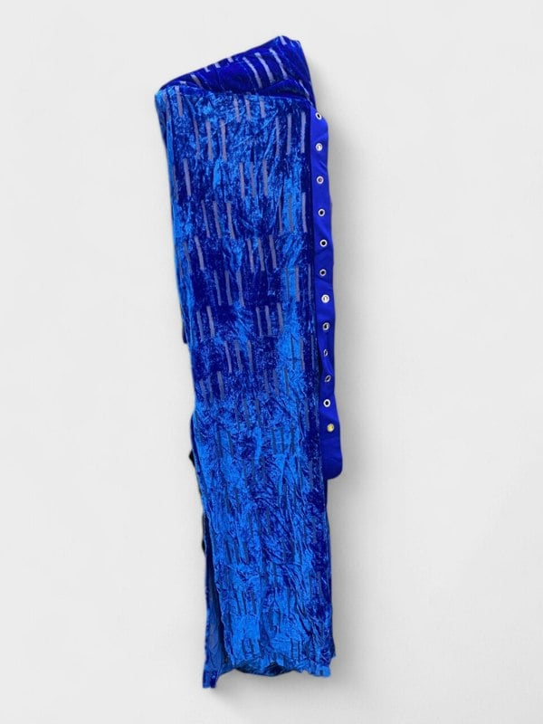 Off - White Velvet Shibori Belt Long Dress Blue - Supplied FashionOff White