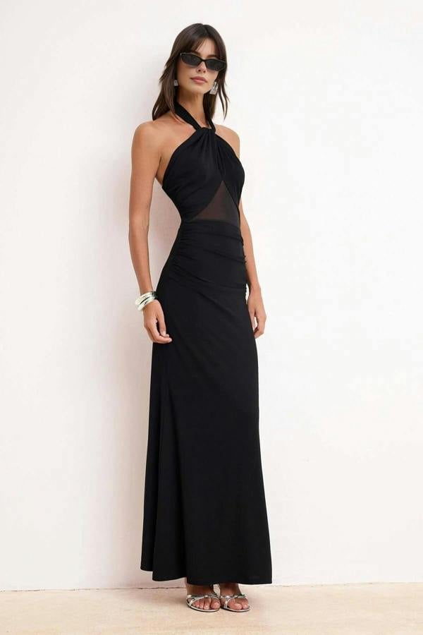 WOVCOR Crepe Knit Maxi Evening Dress