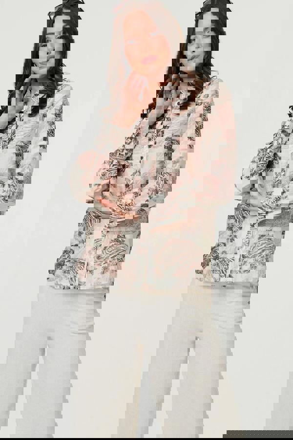 Beige | Paisley Long Sleeve Collared Shirt