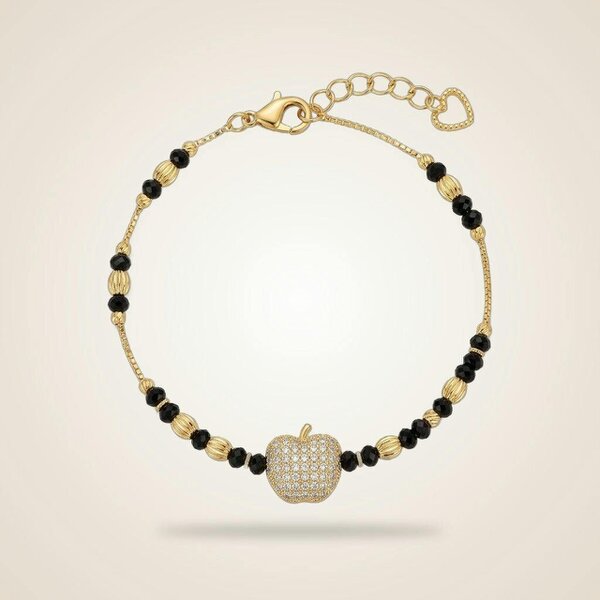 The Colourful Aura 18k Gold plated Black Bead Nazar Charm bracelet