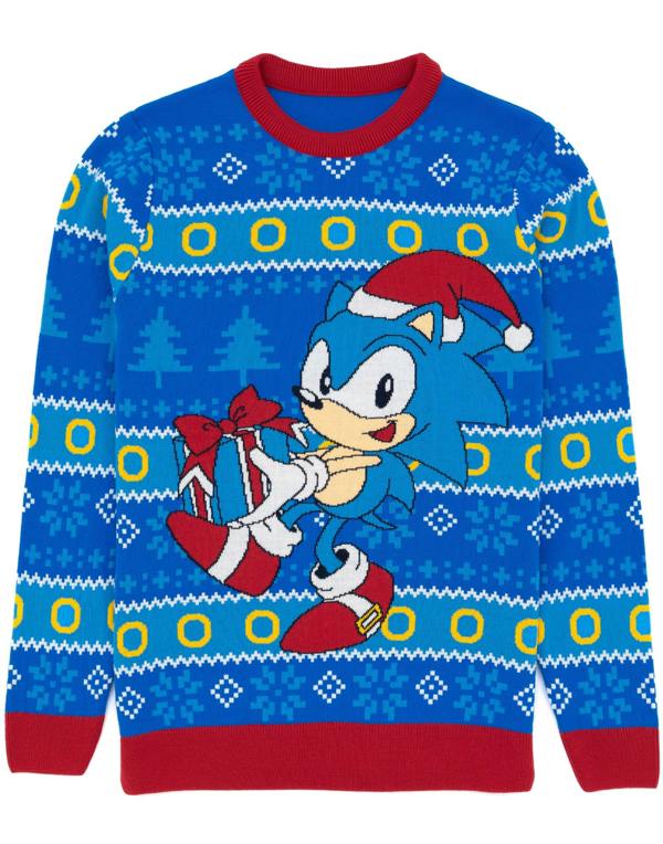 Sonic the Hedgehog Mens Blue Sonic Christmas Jumper