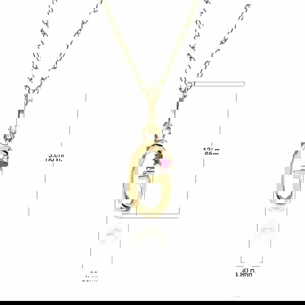 Gemondo Initial Ruby Letter Necklace In 9ct Yellow Gold